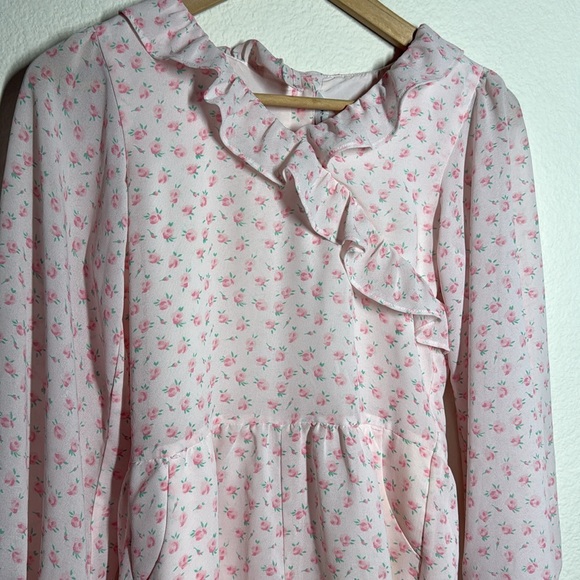 Janie and Jack pink flower romper - Picture 3 of 6